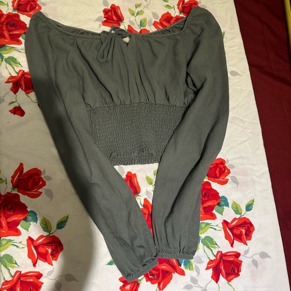 Aeropostale off shoulder elastic waist crop puff sleeve Gypsy mermaid top - Picture 1 of 6